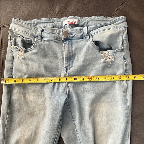 Arula A Beautiful Soul Raw Hem Flare Jeans Stretch Indie Grunge Light Wash 12 - Picture 9 of 16